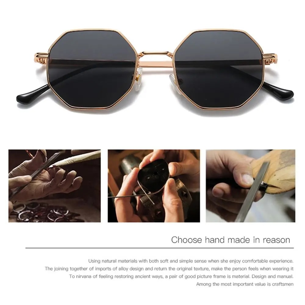 Square Sunglasses for Men/Women, UV Protection Fashion Shades, Polygon Metal Sunglasses