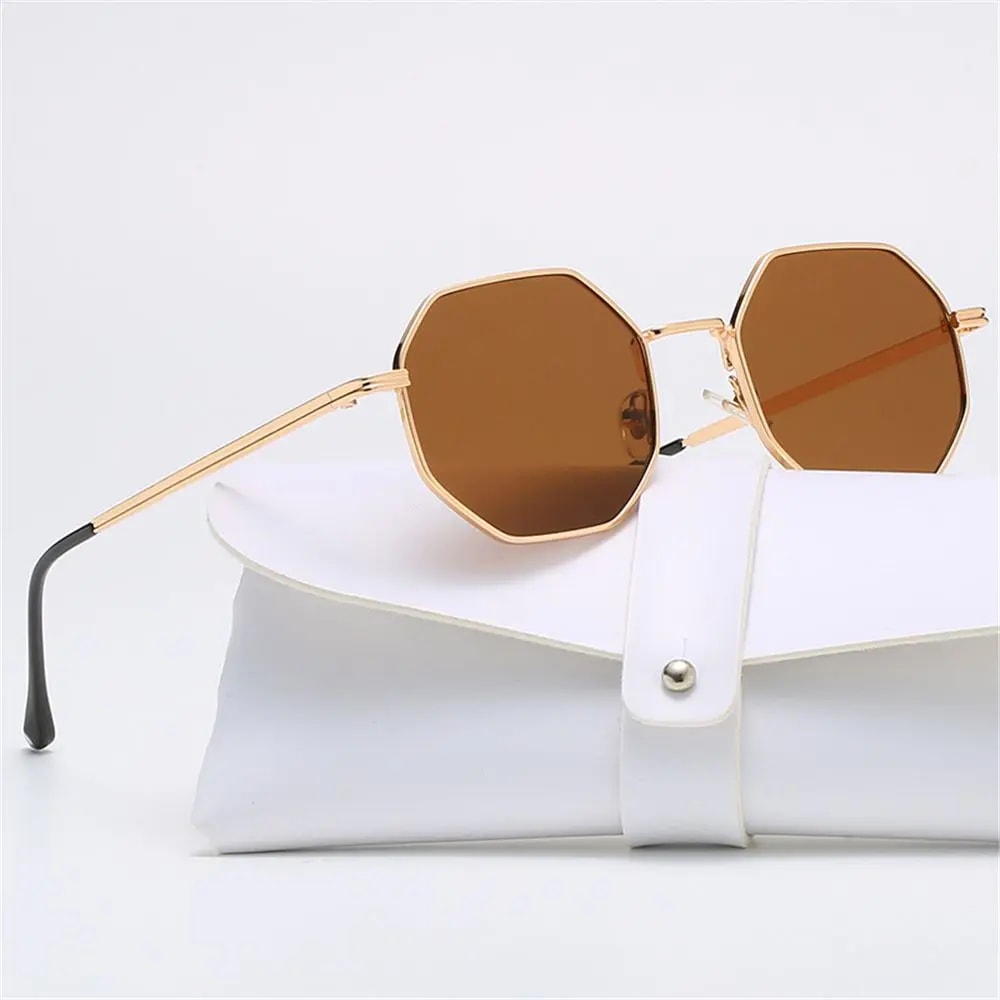 Square Sunglasses for Men/Women, UV Protection Fashion Shades, Polygon Metal Sunglasses