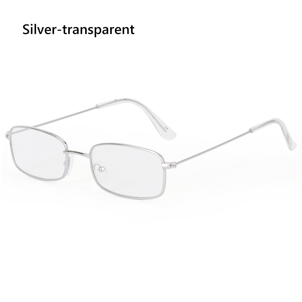 Vintage Rectangle Sunglasses, Classic Clear Lens Eyewear, Small Oval Women's Metal Sun Glasses Shades