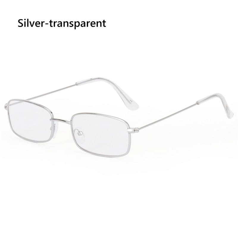 Vintage Rectangle Sunglasses, Classic Clear Lens Eyewear, Small Oval Women's Metal Sun Glasses Shades