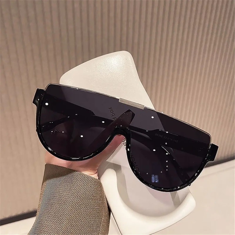 Oversized Designer Sunglasses, Women's Fashion Monoblock Semi-round Eyewear, Half Frame Sun Glasses for Women & Men