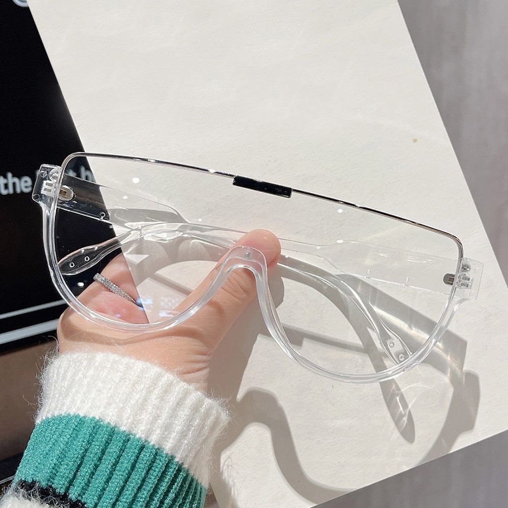 Oversized Designer Sunglasses, Women's Fashion Monoblock Semi-round Eyewear, Half Frame Sun Glasses for Women & Men