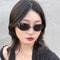 Gradient Wrap Around Sun Glasses Retro Oval Rimless Sunglasses Eyewear For Women Men 3