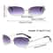 Gradient Wrap Around Sun Glasses Retro Oval Rimless Sunglasses Eyewear For Women Men 5
