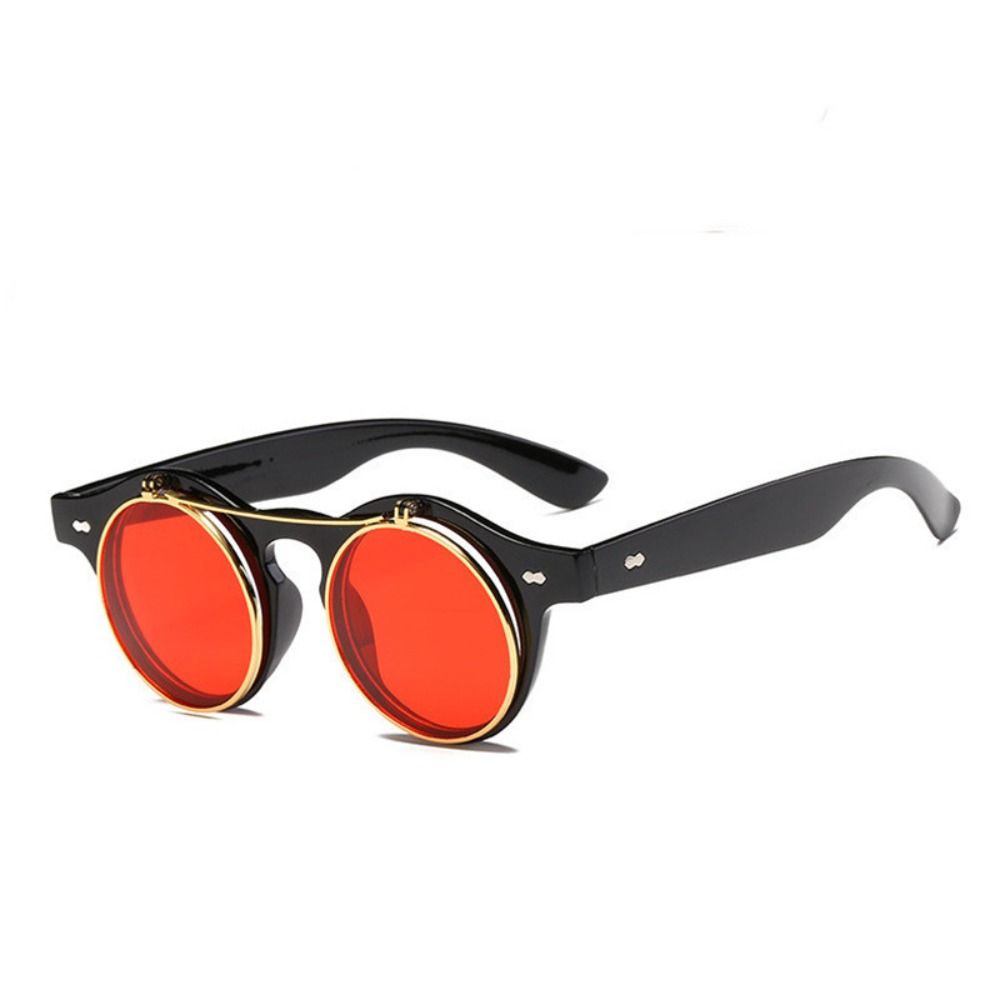 Sunglasses Punk Double Layer Driving Glasses Retro Round Frame Flip Cover 7