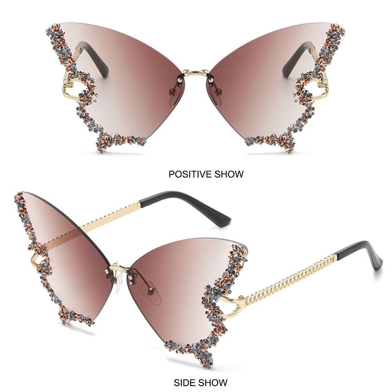 Bling Sunglasses For Women Rhinestone Butterfly Purple Diamond Shades 1