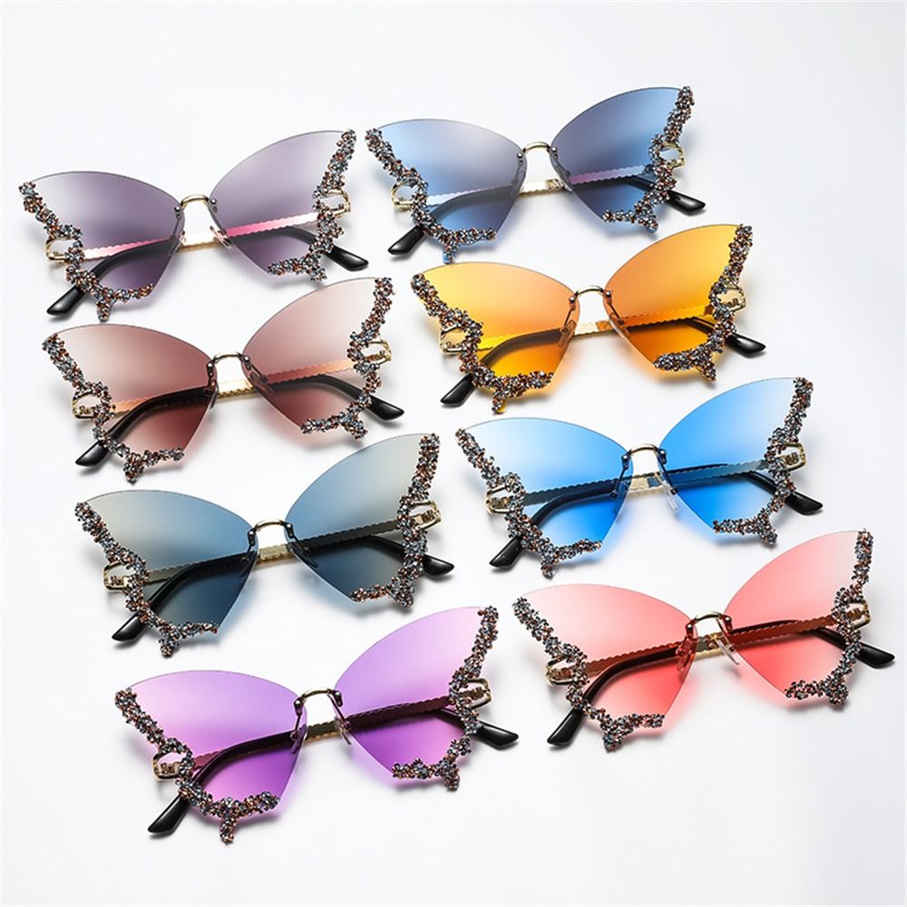 Bling Sunglasses For Women Rhinestone Butterfly Purple Diamond Shades 3