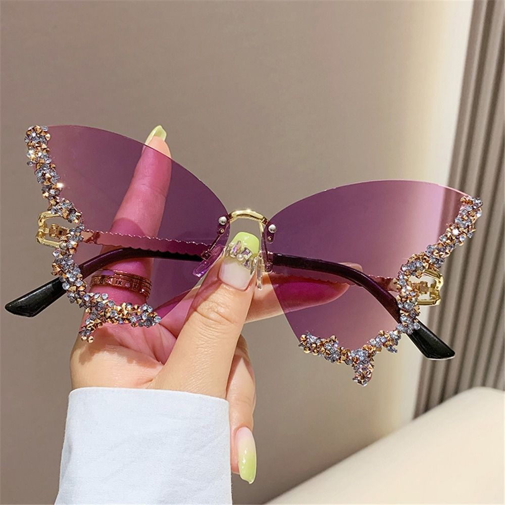 Bling Sunglasses For Women Rhinestone Butterfly Purple Diamond Shades 6
