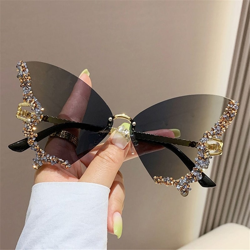Bling Sunglasses For Women Rhinestone Butterfly Purple Diamond Shades 8