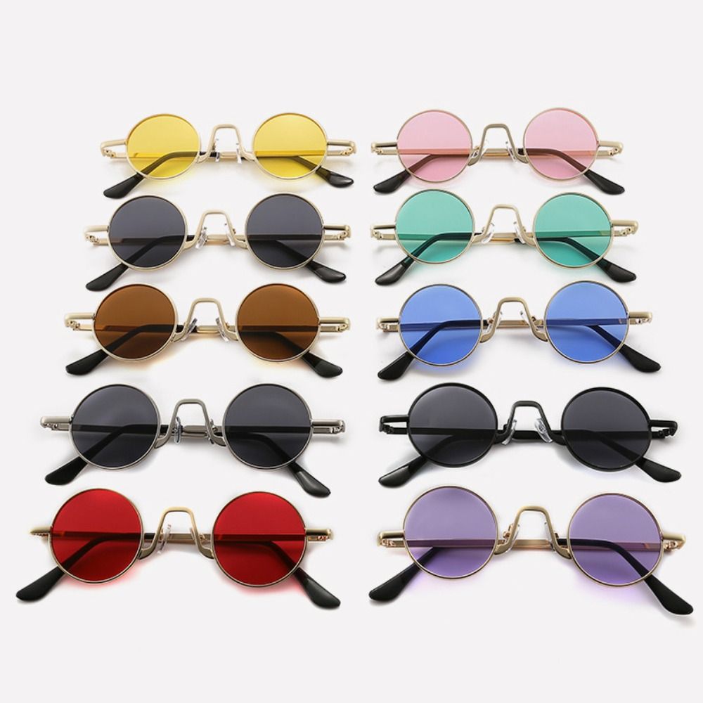 Colorful Hippie Sun Glasses, Protection Small Round Shades for Men & Women