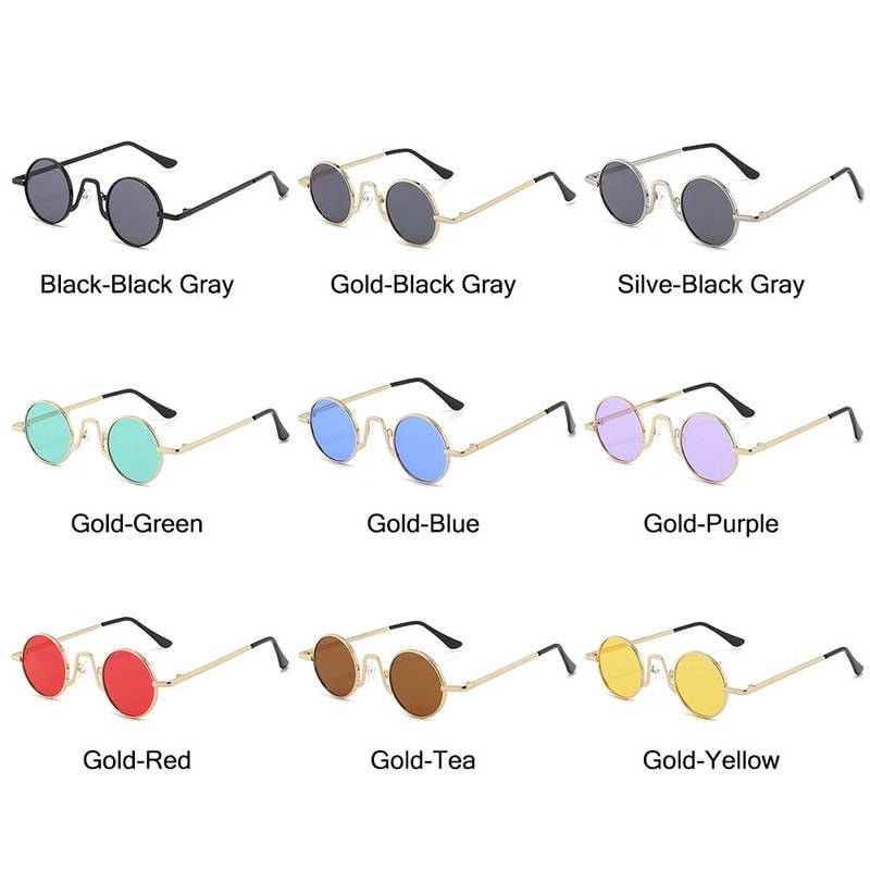 Colorful Hippie Sun Glasses, Protection Small Round Shades for Men & Women
