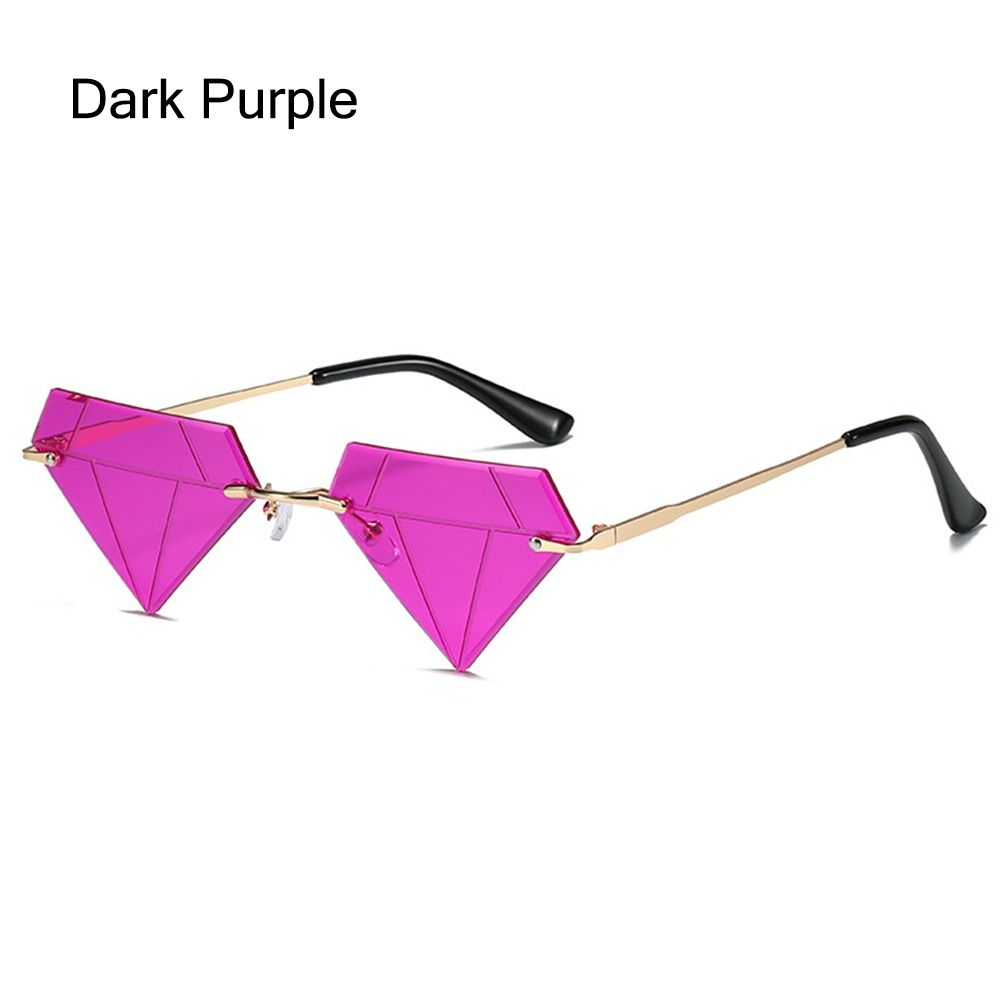 Rimless Sun Glasses for Women, Diamond Shaped Eyewear, Halloween Glasses, Triangle Prom Sunglasses, Cycling Shades