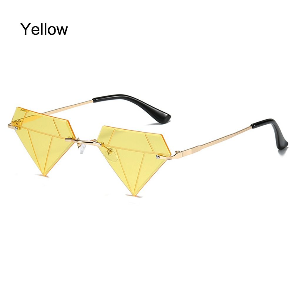Rimless Sun Glasses for Women, Diamond Shaped Eyewear, Halloween Glasses, Triangle Prom Sunglasses, Cycling Shades