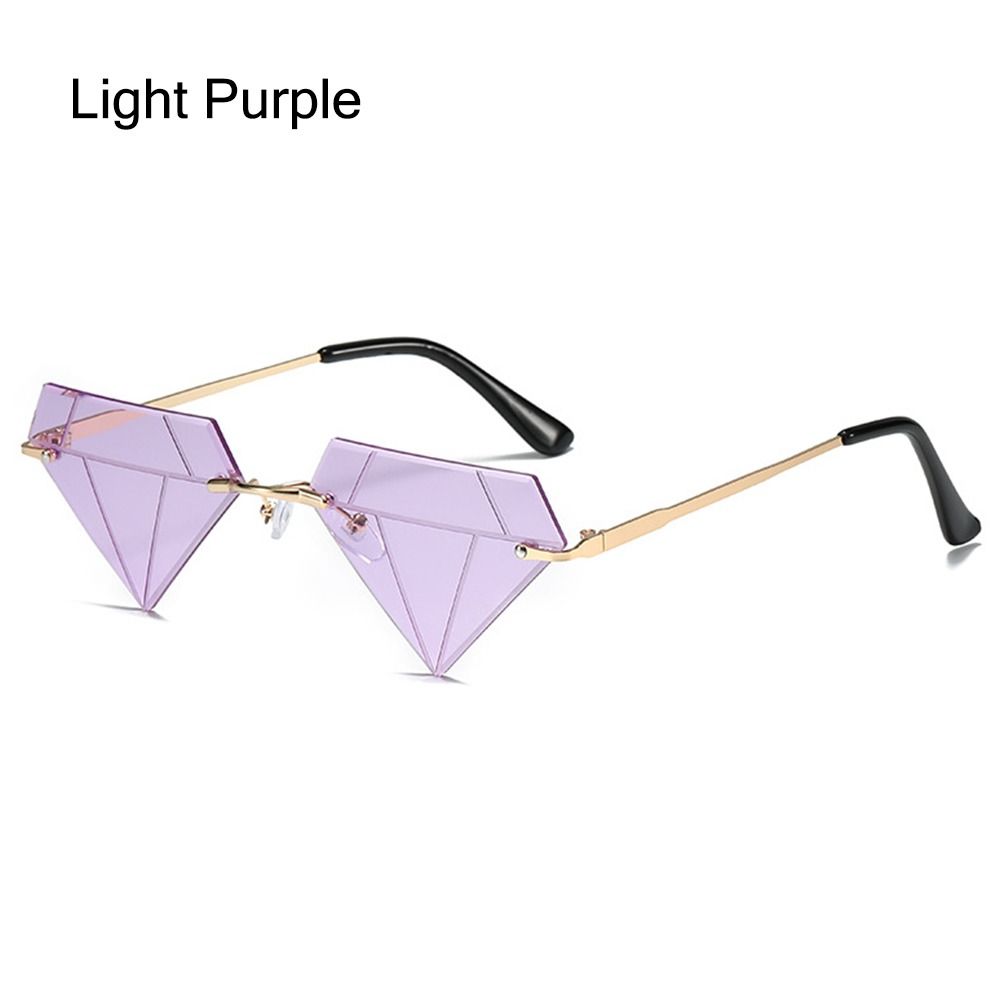 Rimless Sun Glasses for Women, Diamond Shaped Eyewear, Halloween Glasses, Triangle Prom Sunglasses, Cycling Shades