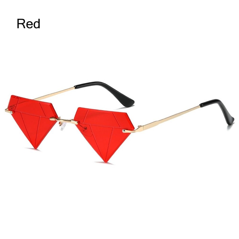 Rimless Sun Glasses for Women, Diamond Shaped Eyewear, Halloween Glasses, Triangle Prom Sunglasses, Cycling Shades