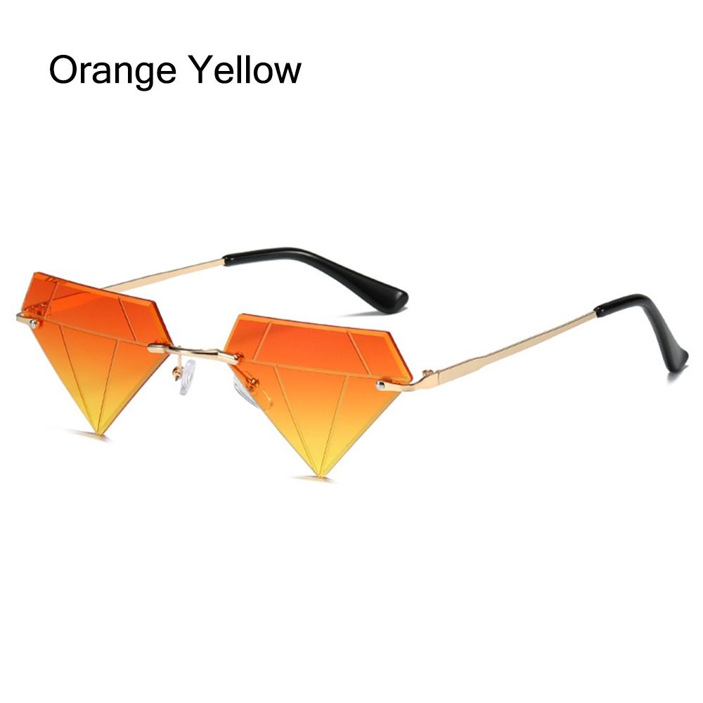 Rimless Sun Glasses for Women, Diamond Shaped Eyewear, Halloween Glasses, Triangle Prom Sunglasses, Cycling Shades