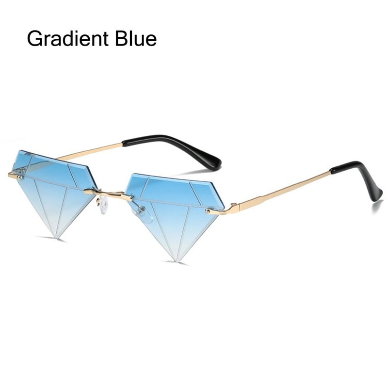 Rimless Sun Glasses for Women, Diamond Shaped Eyewear, Halloween Glasses, Triangle Prom Sunglasses, Cycling Shades