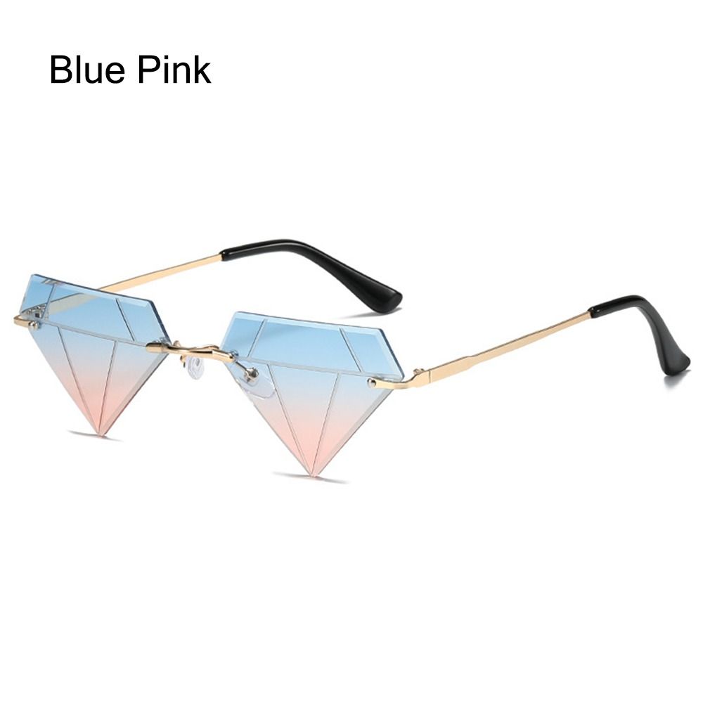 Rimless Sun Glasses for Women, Diamond Shaped Eyewear, Halloween Glasses, Triangle Prom Sunglasses, Cycling Shades