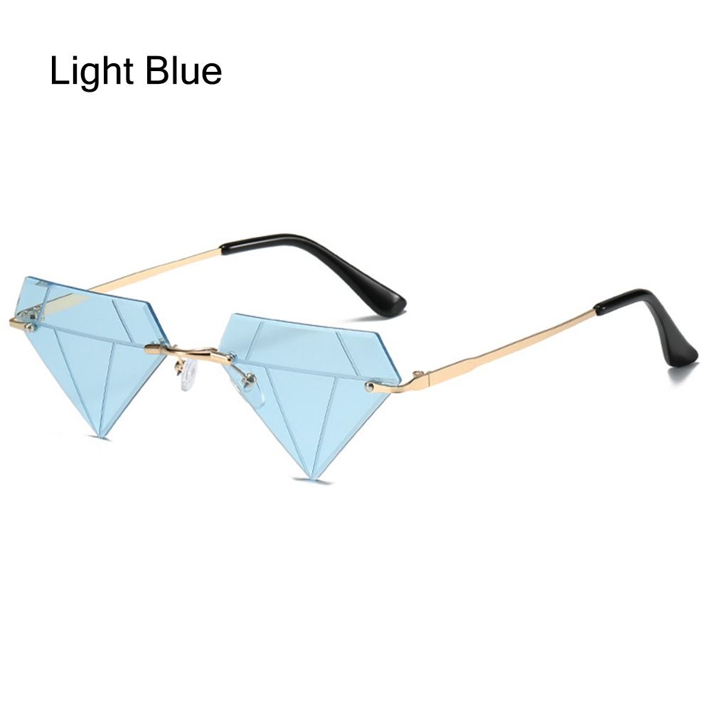 Rimless Sun Glasses for Women, Diamond Shaped Eyewear, Halloween Glasses, Triangle Prom Sunglasses, Cycling Shades