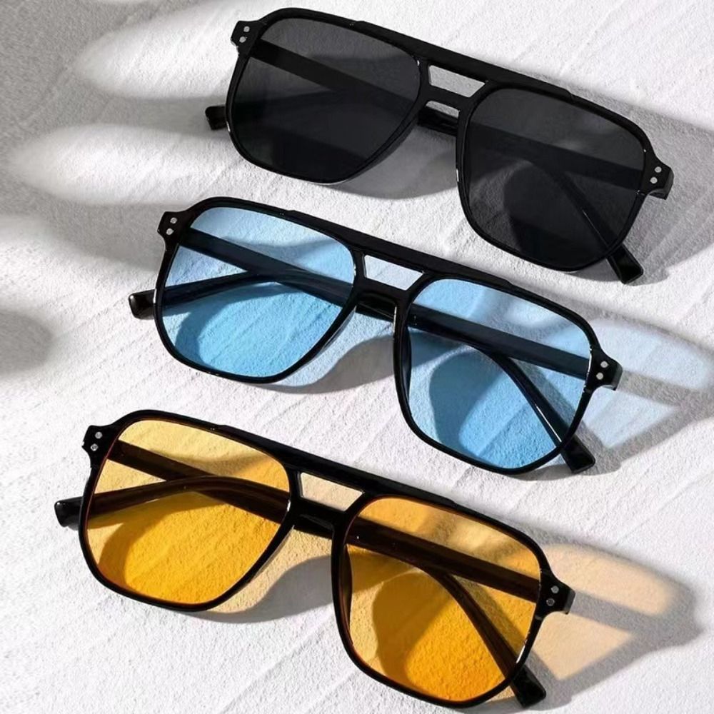 Retro Travel Cycling Sunglasses, New Punk Square Frame, Anti-UV Black Shades Glasses
