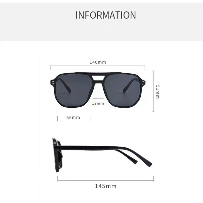 Retro Travel Cycling Sunglasses, New Punk Square Frame, Anti-UV Black Shades Glasses