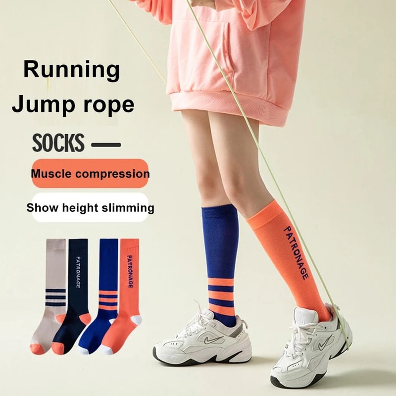 Breathable Women Professional Sports Socks, High Quality Compression Calf Socks, Anti-Slip Colorful Design