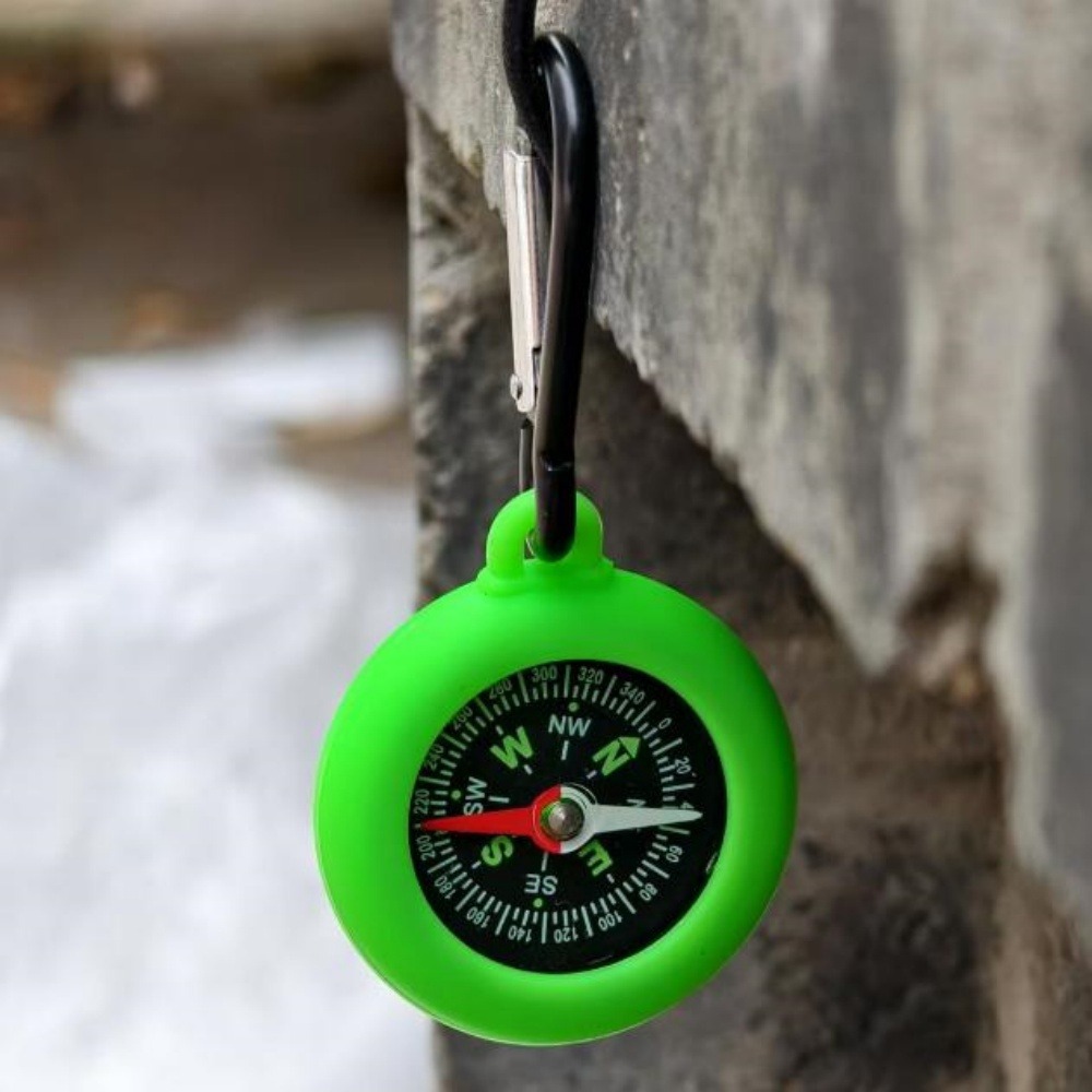 Compass Camping Keychain, Mini Outdoor Survival Carabiner, Hiking Backpack Buckle