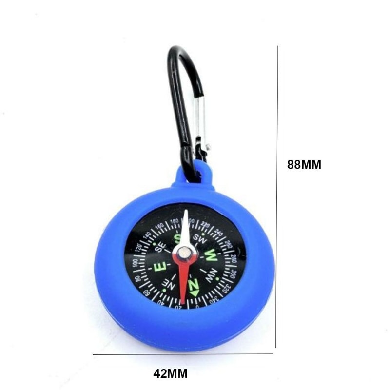 Compass Camping Keychain, Mini Outdoor Survival Carabiner, Hiking Backpack Buckle