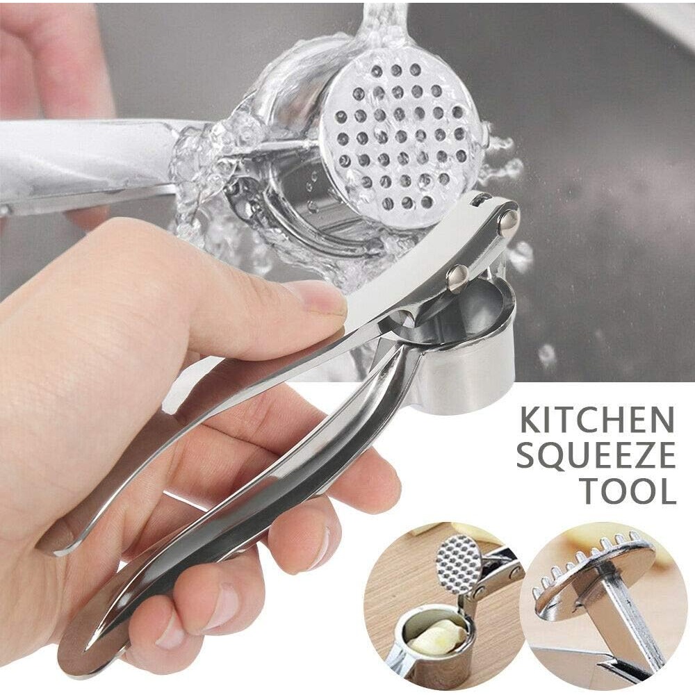 Zinc Alloy Garlic Crusher Kitchen Tools, Stainless Steel Ginger Crusher Peeler Squeezer
