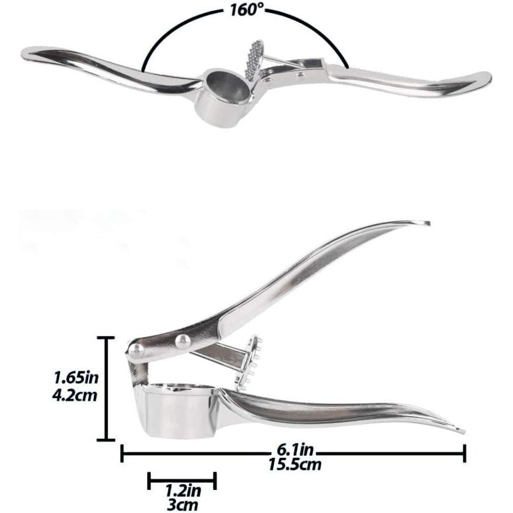 Zinc Alloy Garlic Crusher Kitchen Tools, Stainless Steel Ginger Crusher Peeler Squeezer