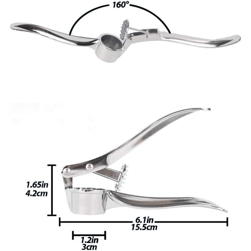 Zinc Alloy Garlic Crusher Kitchen Tools, Stainless Steel Ginger Crusher Peeler Squeezer