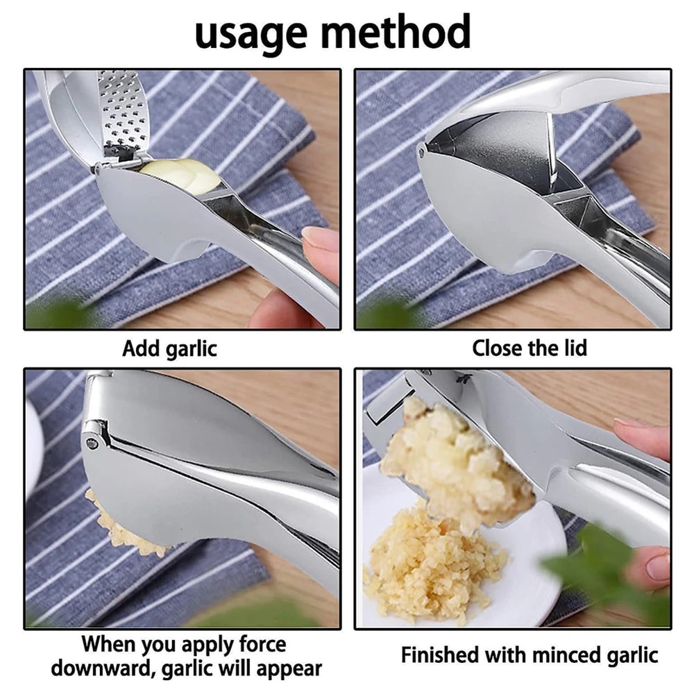 Mincer Garlic Crusher, Garlic Press Stainless Steel, Detachable Easy to Squeeze and Clean, Fine Garlic Tools