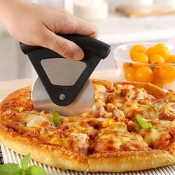 creative circular arc handle pizza cutter, stainless steel pizza cake cutter, kitchen baking tool