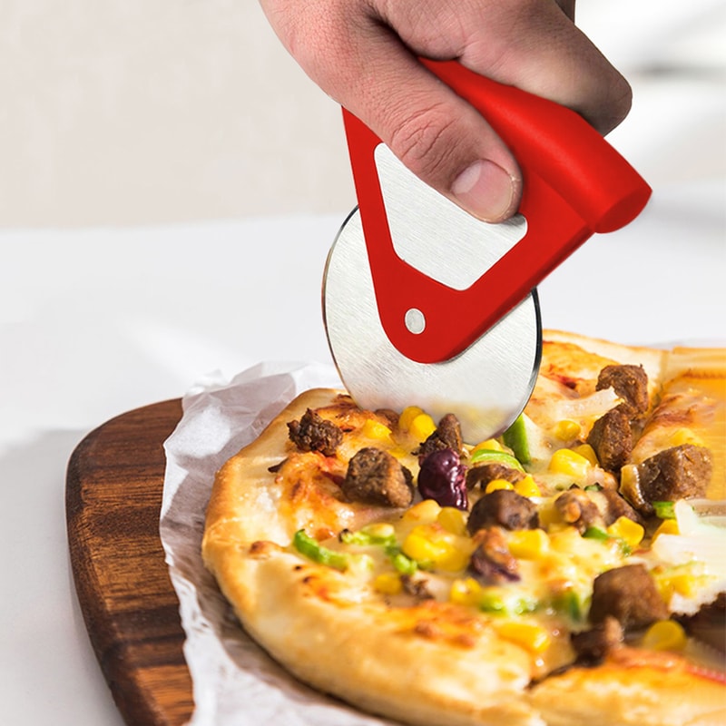 Creative Circular Arc Handle Pizza Cutter, Stainless Steel Pizza Cake Cutter, Kitchen Baking Tool
