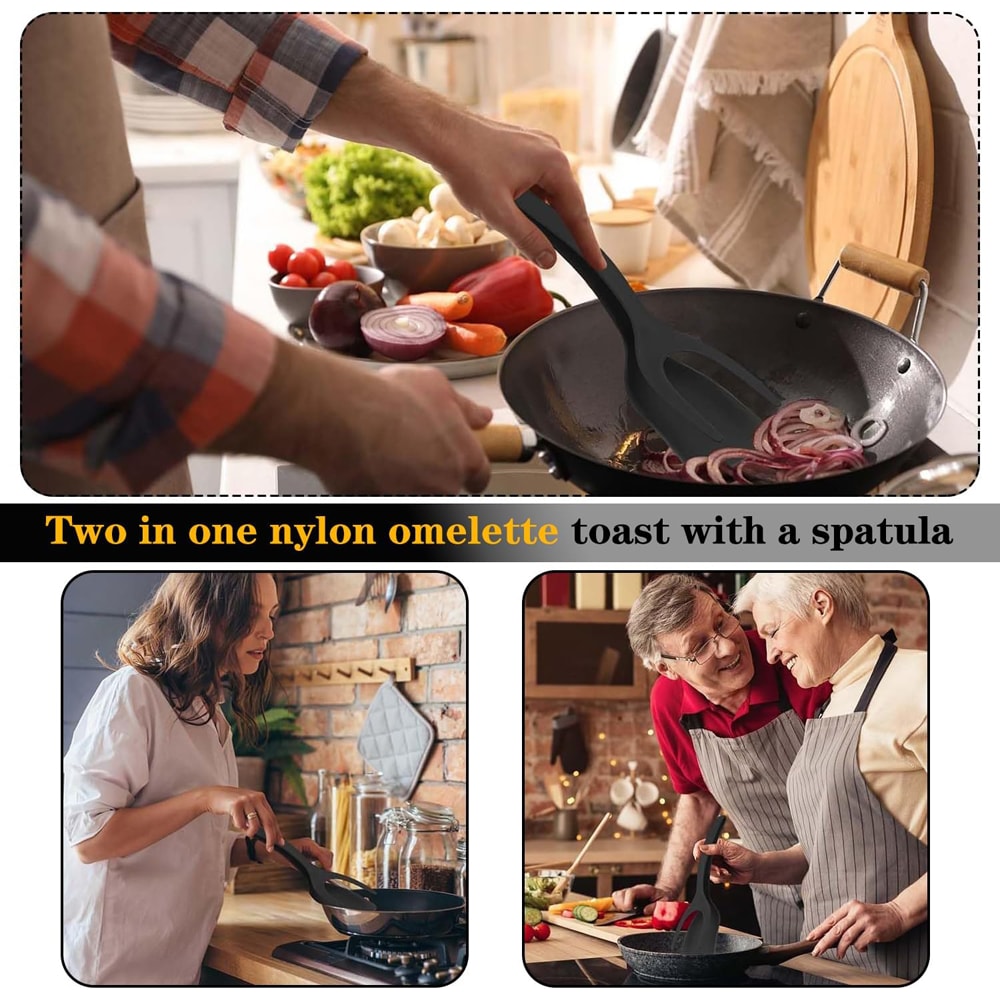 Non Stick Grip Flip Spatula Tongs Egg Flipper for Pancakes, French Toast, Fish, Omelet Making Tool
