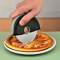 stainless steel roller round wheel cutting knife for pizza, dough pizza slicer cutter, pastry baking with lid kitchen