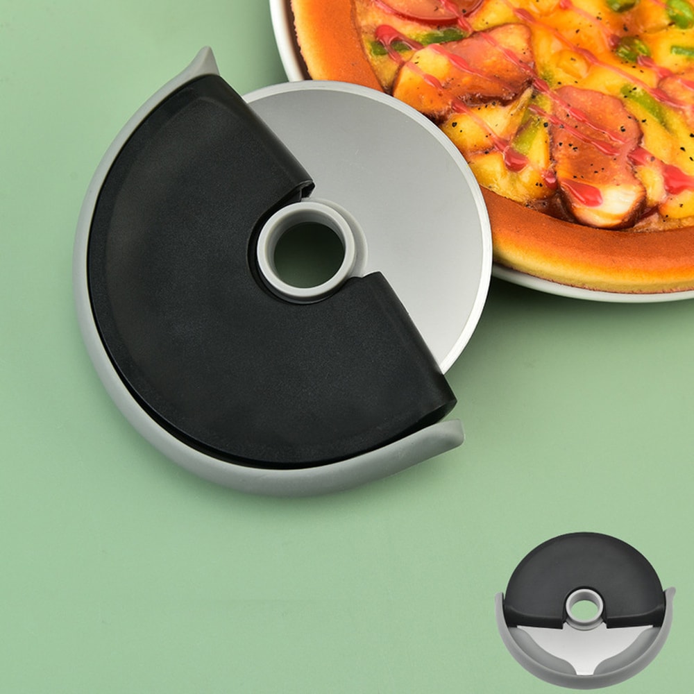 Stainless Steel Roller Round Wheel Cutting Knife For Pizza, Dough Pizza Slicer Cutter, Pastry Baking With Lid Kitchen
