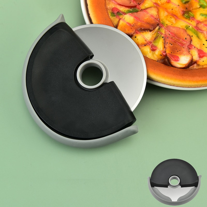Stainless Steel Roller Round Wheel Cutting Knife For Pizza, Dough Pizza Slicer Cutter, Pastry Baking With Lid Kitchen