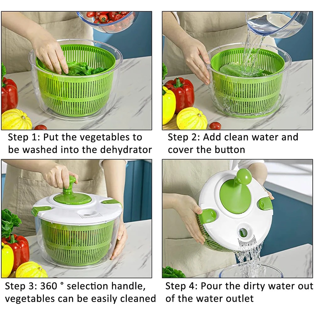 Multi-Use Lettuce Spinner, Salad Spinner Vegetable Washer, Dryer Drainer Strainer with Bowl Colander