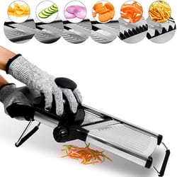 stainless steel adjustable mandoline slicer for vegetable chopping, potato, tomato, onion cutter