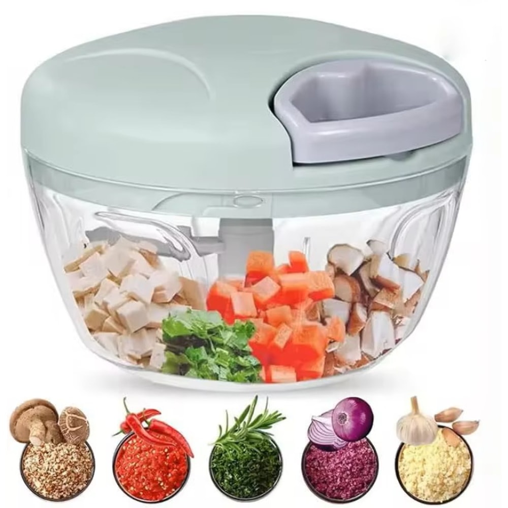 tainless Steel Garlic Cutter, Manual Rope Pulling Vegetable Chopper, Good Kitchen Helper