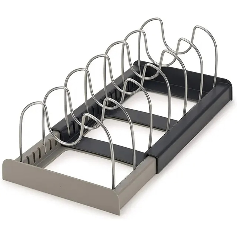 Kitchen Expandable Storage Rack Organizer, Stainless Steel Holder for Pans, Pots, Lids, Cutting Boards, Cookware