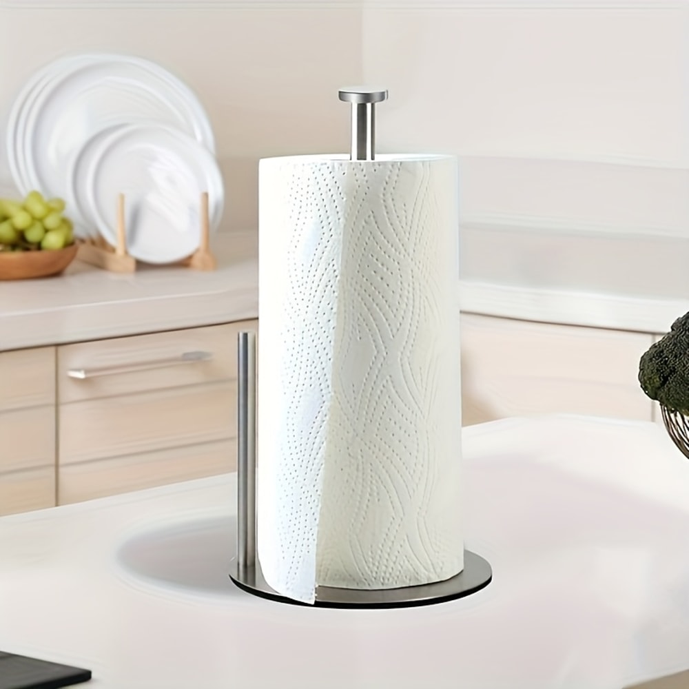 Steady Paper Roll Holder, Paper Towel Holder Countertop, Weighted Paper Towel Stand for Kitchen Bathroom
