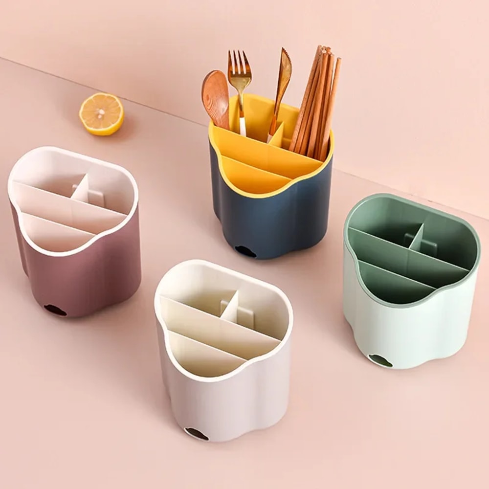 Double Layer Cutlery Holder Tableware Drain Rack Spoon Fork Chopstick Organizer