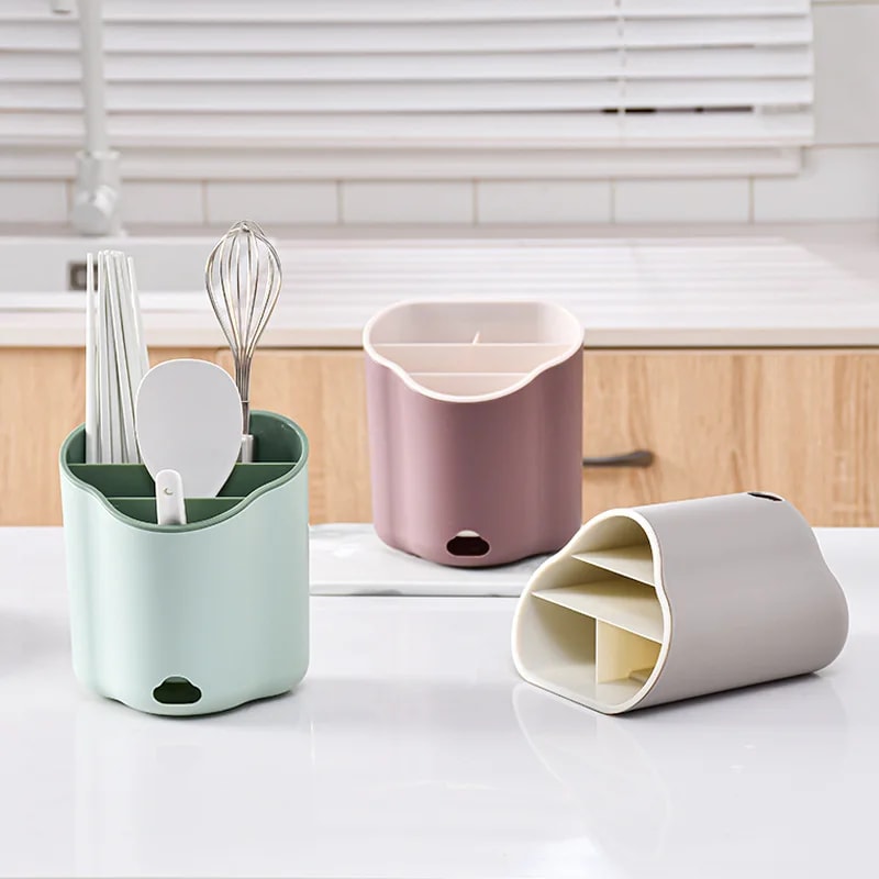 Double Layer Cutlery Holder Tableware Drain Rack Spoon Fork Chopstick Organizer