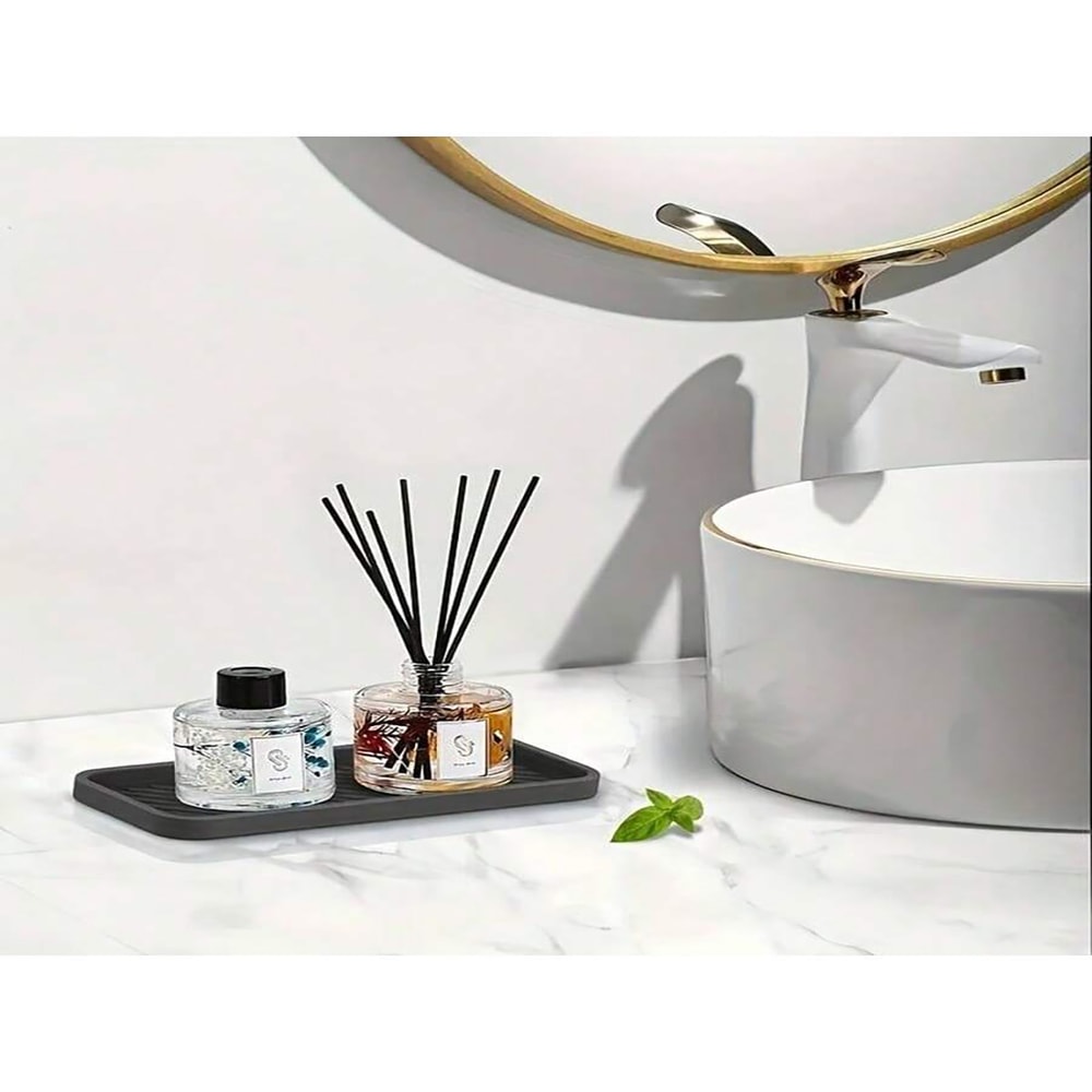 Silicone Slink Organizer Tray for Bathroom, Simple Silicone Sponge Holder, Soap Dispenser