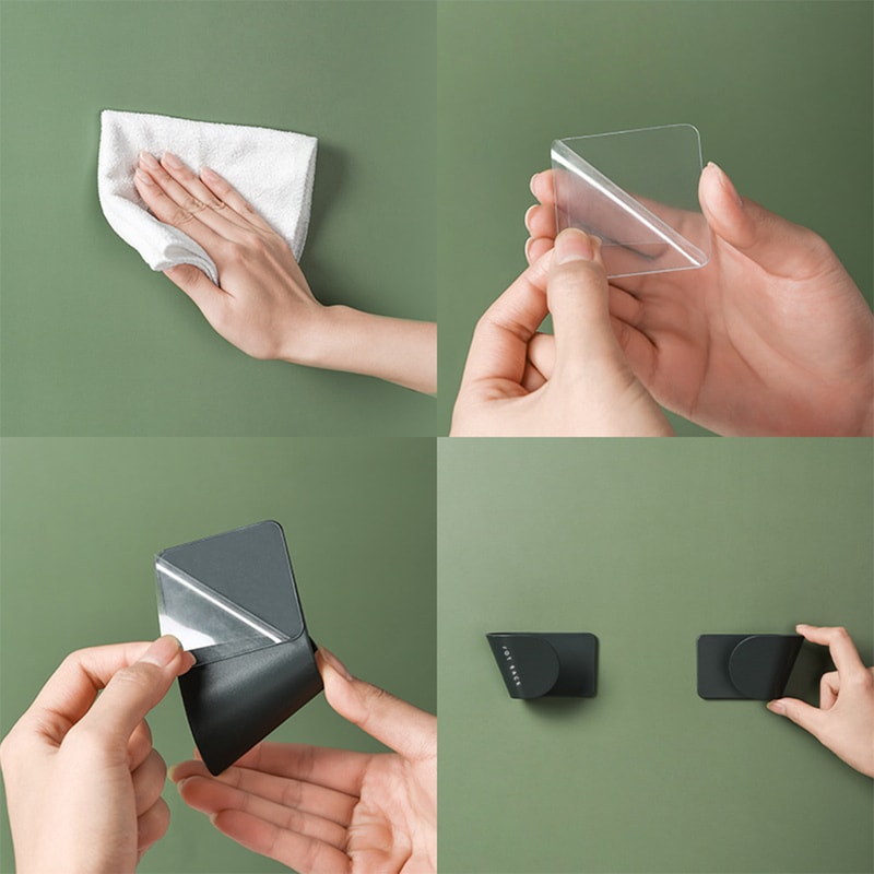 Self Adhesive Wall-mounted Pan Pot Cover Rack, Adjustable Hanging Holder for Kitchen Organization