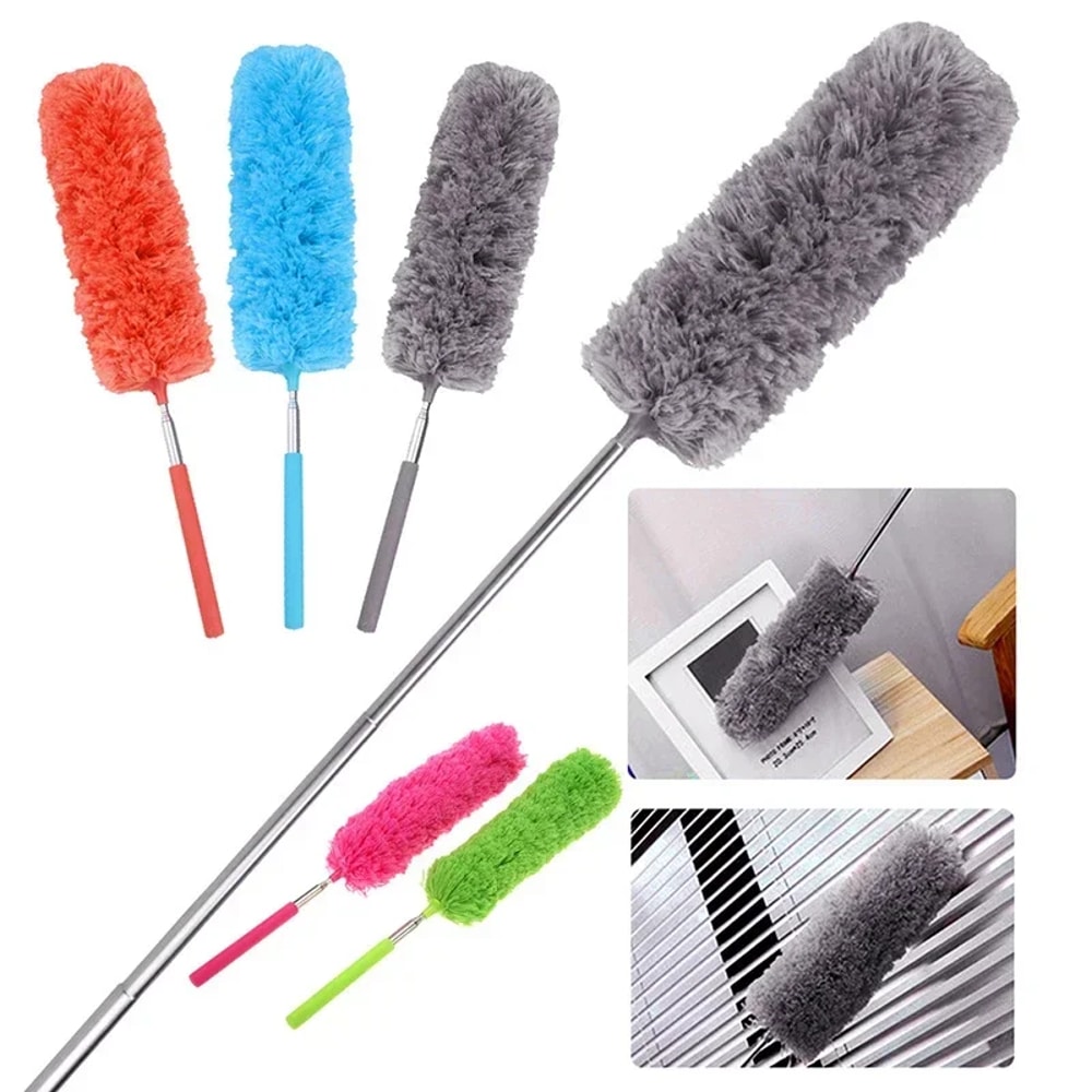 Microfiber Dust Brush Dust Duster Telescopic Flexible Household Cleaning Tool Stainless Steel Feath 1