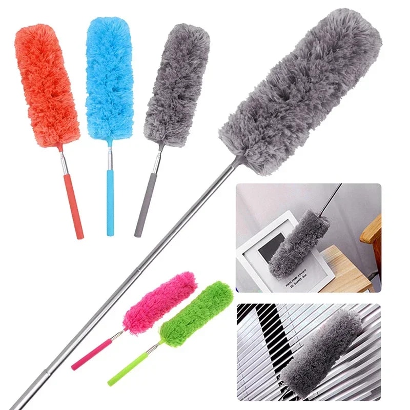Microfiber Dust Brush Dust Duster Telescopic Flexible Household Cleaning Tool Stainless Steel Feath 1