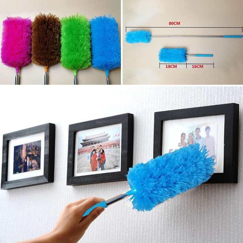 Microfiber Dust Brush Dust Duster Telescopic Flexible Household Cleaning Tool Stainless Steel Feath 3